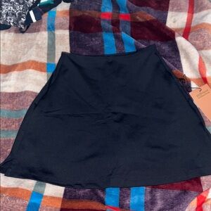 Girlfriend Collective Black A-Line Asymmetrical Mini Skirt